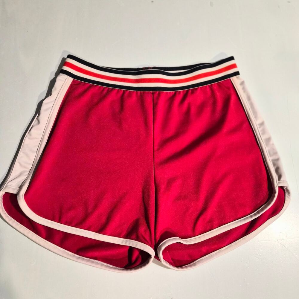 Bozzolo Striped Retro Elastic Waistband Dolphin Track Shorts Red S